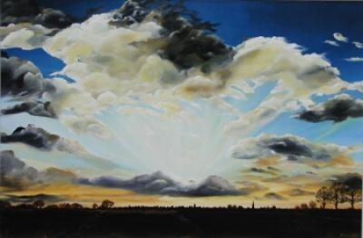 kanaal beneden Inleg Marianne Brons-Winter - Gele wolken (schilderijen/olieverf)