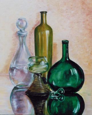 realistisch stilleven: glas op spiegel realistisch stilleven: glas op spiegel