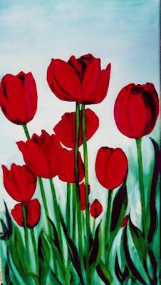 realistisch stilleven: Rode tulpen realistisch stilleven: Rode tulpen