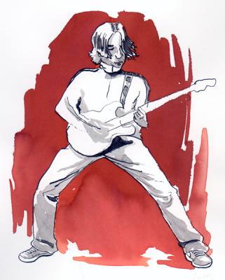 guitarist in red light guitarist in red light
