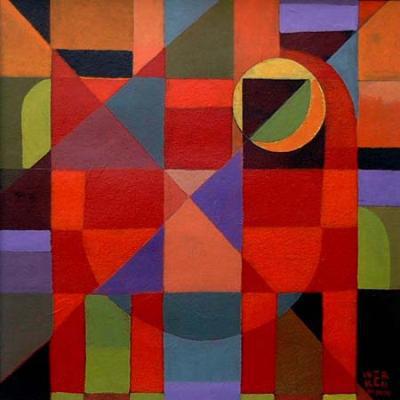 compositie in rood, zwart blauw en geel compositie in rood, zwart blauw en geel