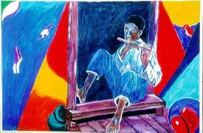 Negro boy with flute Negro boy with flute