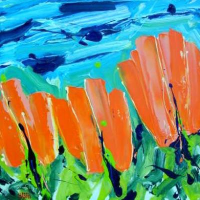 ~ Tulpen-landschap Oranje (70x70) ~ ~ Tulpen-landschap Oranje (70x70) ~