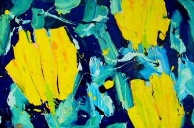 ~ 3 Gele Tulpen - acrylverf op linnen - (80x120) ~ ~ 3 Gele Tulpen - acrylverf op linnen - (80x120) ~