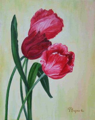 Verbazingwekkend Tiny Kruijmer-Vos - bloemen-realistisch: 3 Tulpen (schilderijen OB-46