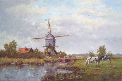 landschap met molen en vee -0598-