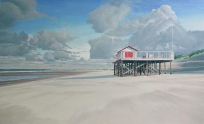 Initiatief Kruipen spek Dick van Belle - (94) strandhuisje (schilderijen/olieverf)