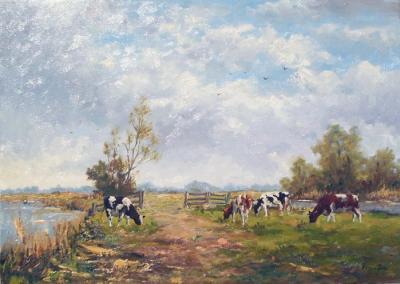 Hollands landschap met vee -0613- Hollands landschap met vee -0613-
