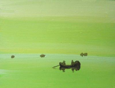 Groene lagune met vissers Groene lagune met vissers