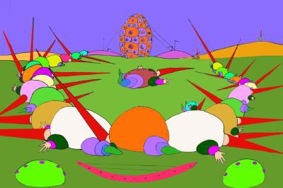 Steenbuikbouters in een cirkel Steenbuikbouters in een cirkel
